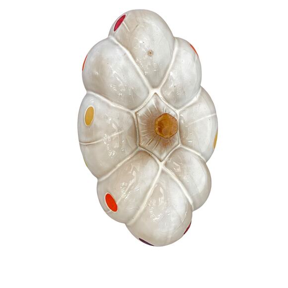 Ceramic Polka Dot Pumpkin White Multi Color Decor Fall Halloween Autumn READ - Picture 6 of 15